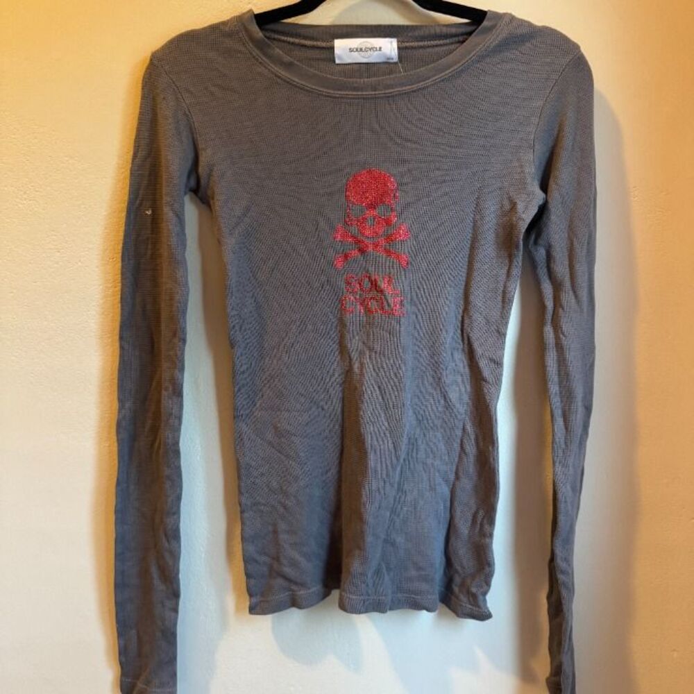 Red Glitter Skull Waffle Shirt